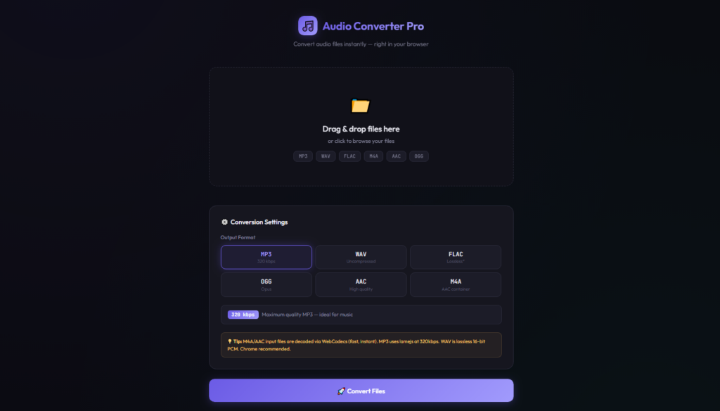 DeltaX Audio Converter - convert MP3, WAV, FLAC and more online